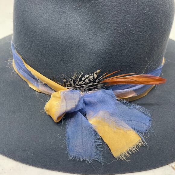 Lovely Bird Montana grey blue fedora wool hat sz M main image 4